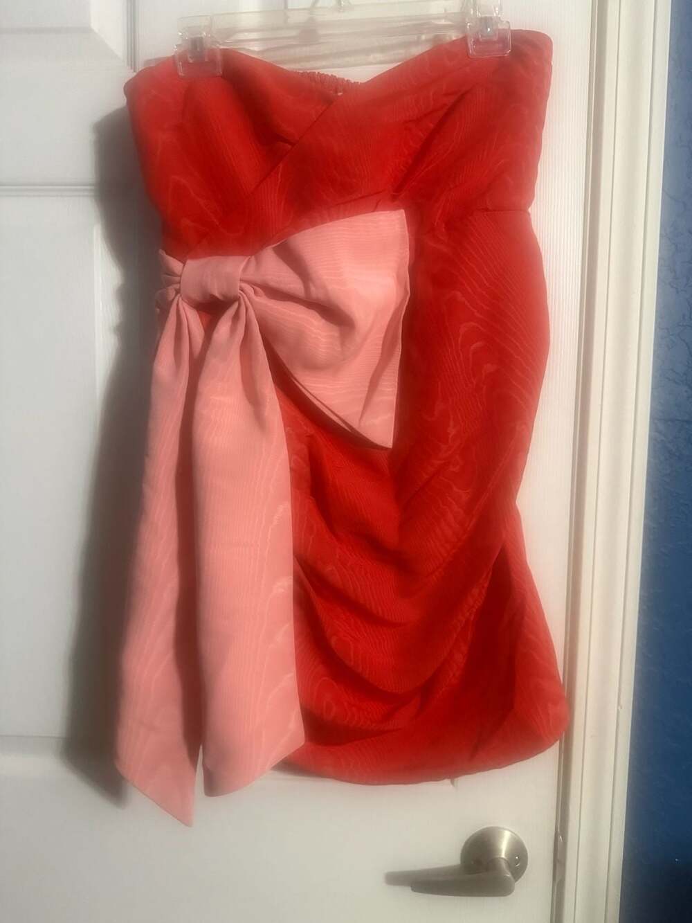 Red Sweetheart Mini Homecoming Dance Dress with Pink Bow Accent Size S